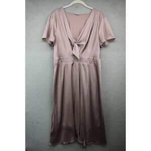 Baltic Born Satin Rose Gold Elastic Waist Midi Dress-XXL-Cut-Out-Lined
